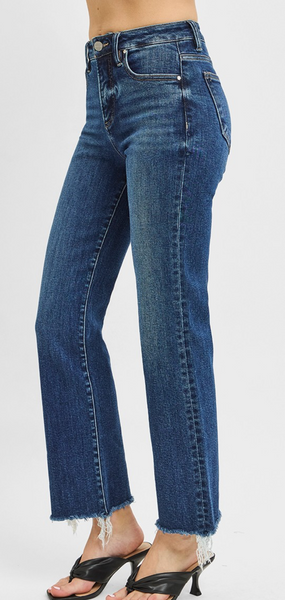 Avery Frayed Hem Slim Straight Leg Jeans