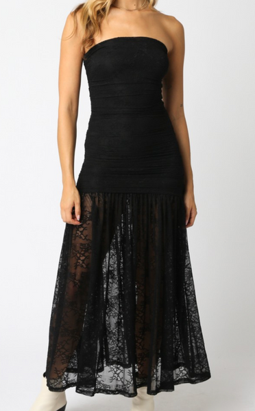 Valeria Lace Strapless Maxi Dress