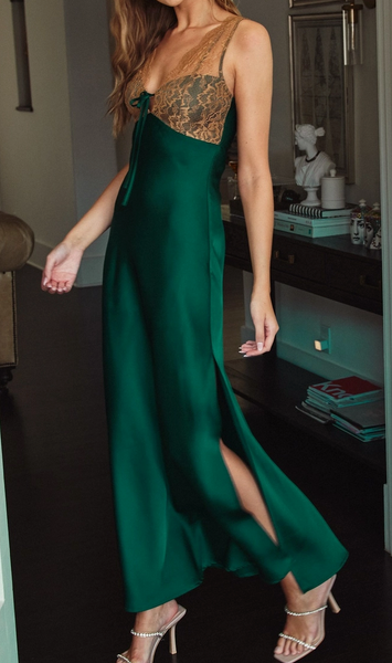 Brielle Satin Lace Maxi Dress