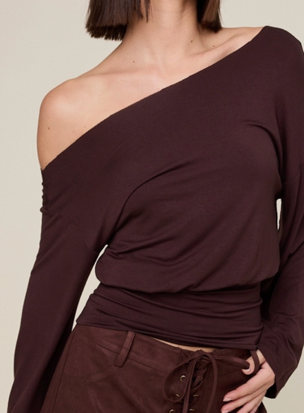 Ava Banded Off Shoulder LS Top