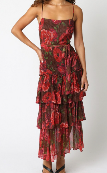 Annabella Floral Tiered Midi Dress