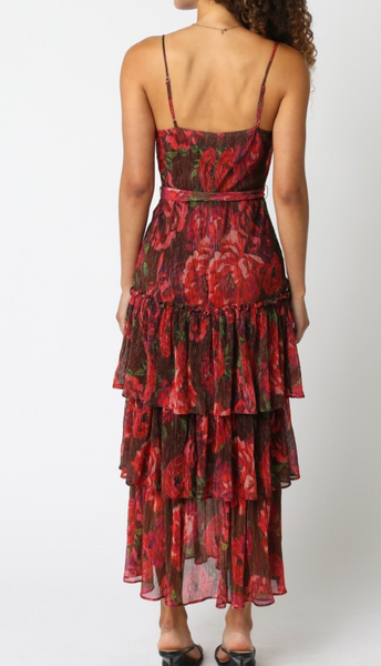 Annabella Floral Tiered Midi Dress
