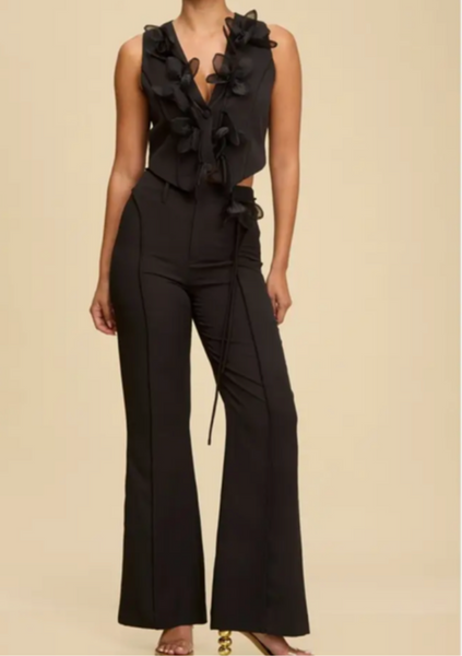 Natalia Applique Floral Vest  Set