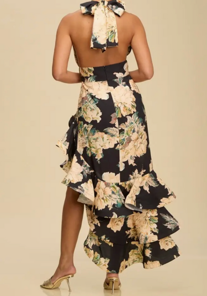 Mila Casading Ruffle Floral Dress