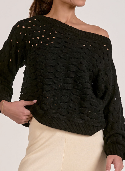 Elle Open Knit Off The Shoulder Sweater