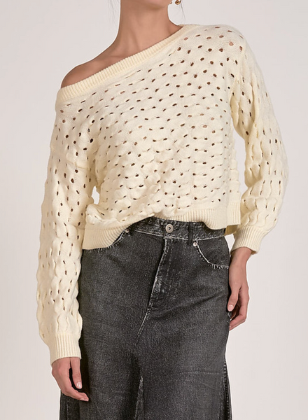 Elle Open Knit Off The Shoulder Sweater