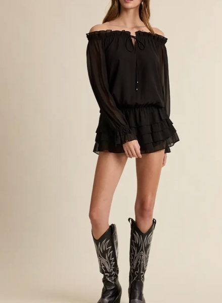 Chloe Chiffon Off The Shoulder Romper/Dress