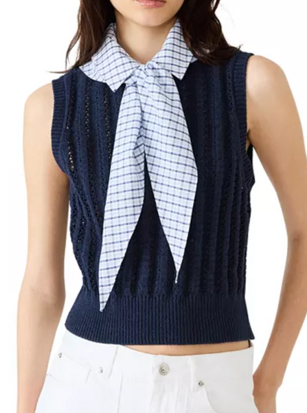 Rory Removable  Scarf Sleeveless Knit Top