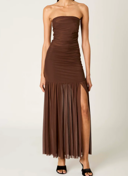 Hazel Strapless Mesh Maxi Dress