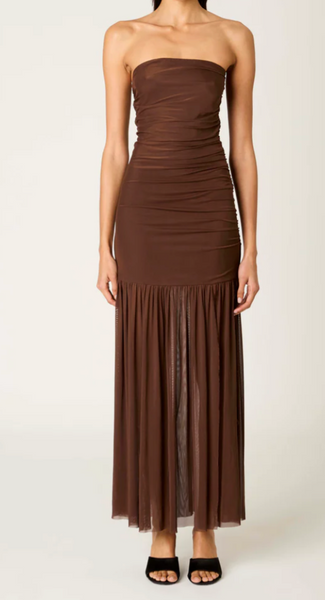 Hazel Strapless Mesh Maxi Dress