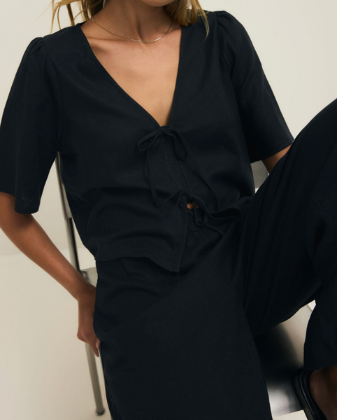 Lea Linen Tie Front Top/Pants Set