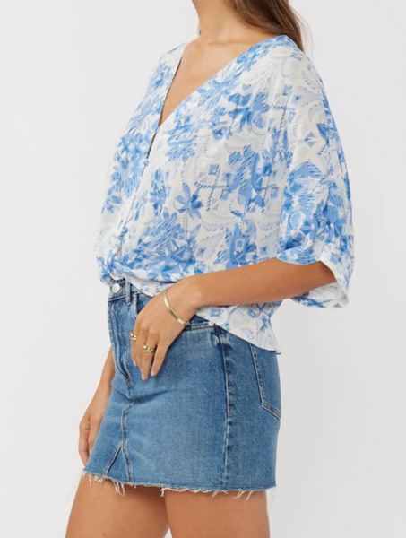 Grace Twist Front Print Top