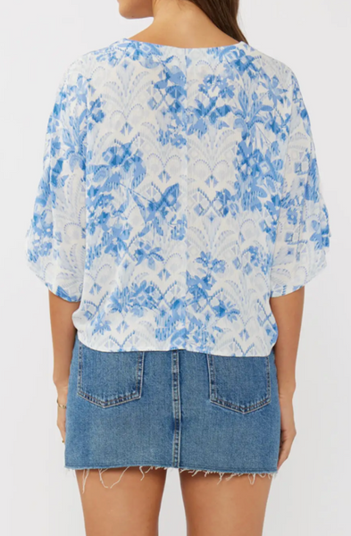 Grace Twist Front Print Top
