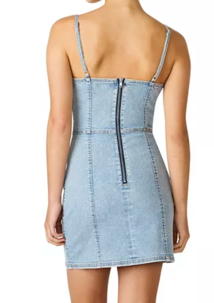 Giselle Floral Rhinestone Denim Dress