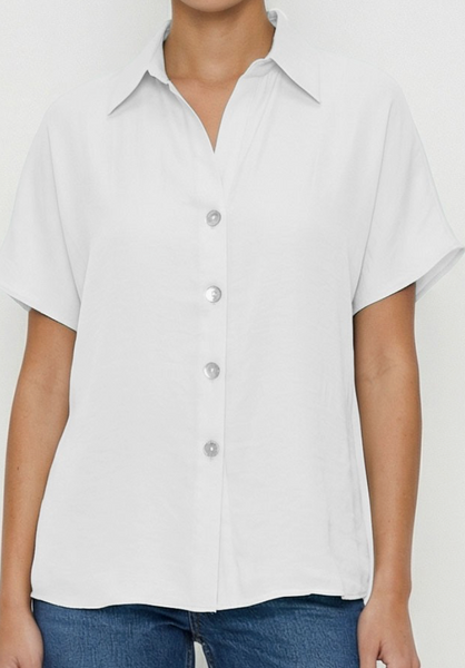 Allie Short Slv Button Down Top