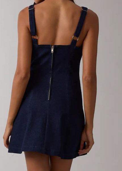Hayden Lace Up Detail Denim Dress