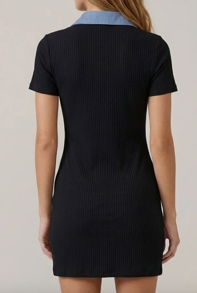 Demi Denim Contrast Short Sleeve Dress