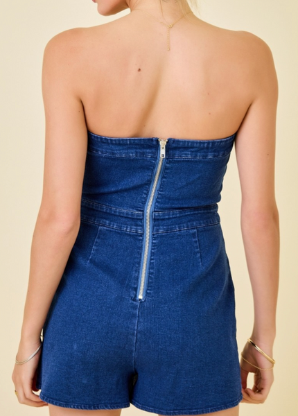 Stella Strapless Denim Romper