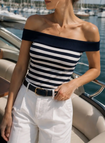 Madison Stripe Off The Shoulder Top