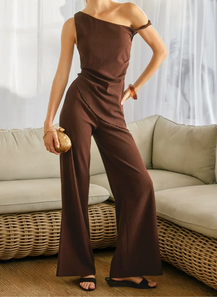 Leighton One Shoulder Top/Pants Set