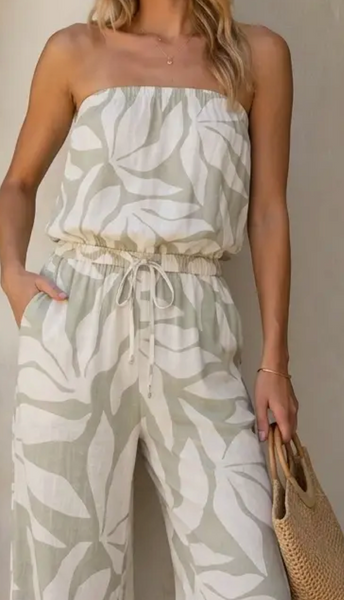 Lilla Print Strapless Jumpsuit
