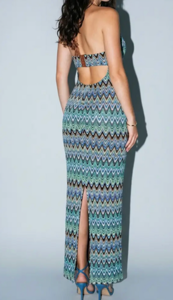 Mel Abstract Plunging Midi Dress