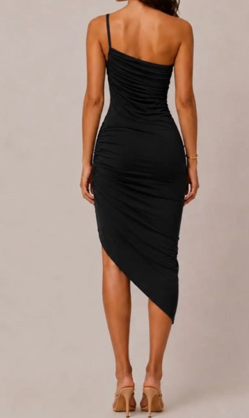 Abigail Asymmetrical One Shoulder Midi Dress