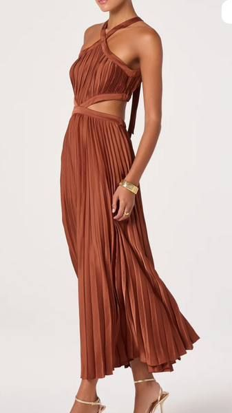 Adriana Plisse Cutout Maxi Dress