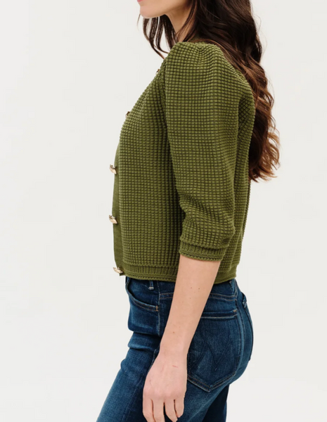 Laura Waffle Puff Sleeve Cardigan