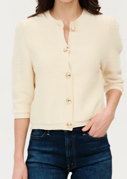 Laura Waffle Puff Sleeve Cardigan