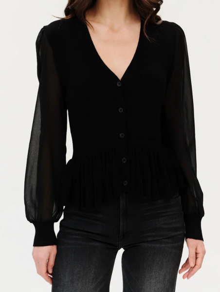 Alexa Sheer Sleeve Peplum Knit Top
