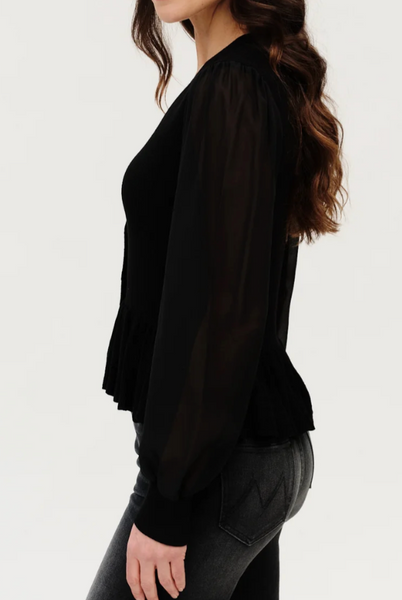 Alexa Sheer Sleeve Peplum Knit Top