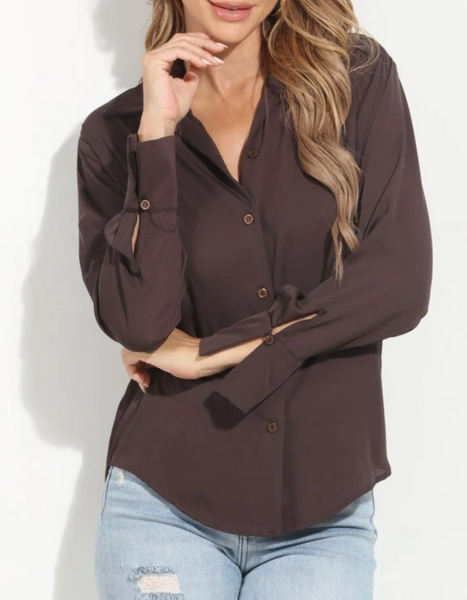 Jillian Silky Button Down Top