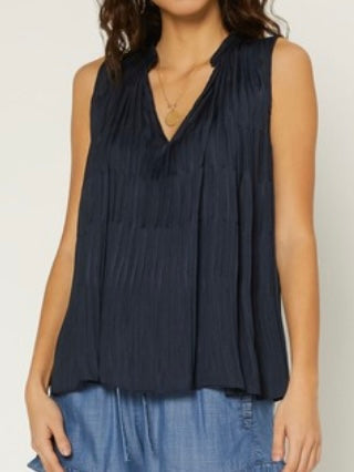 Shannon Sleeveless Pleated Top