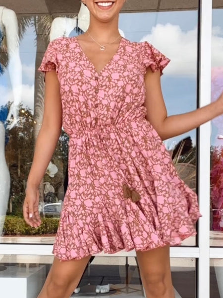 Rosie Floral Cinch Waist Sun Dress