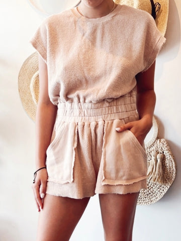 Sandstorm Terry Cloth Open Back Romper