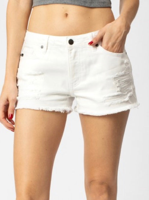 Hazel Distressed White Shorts