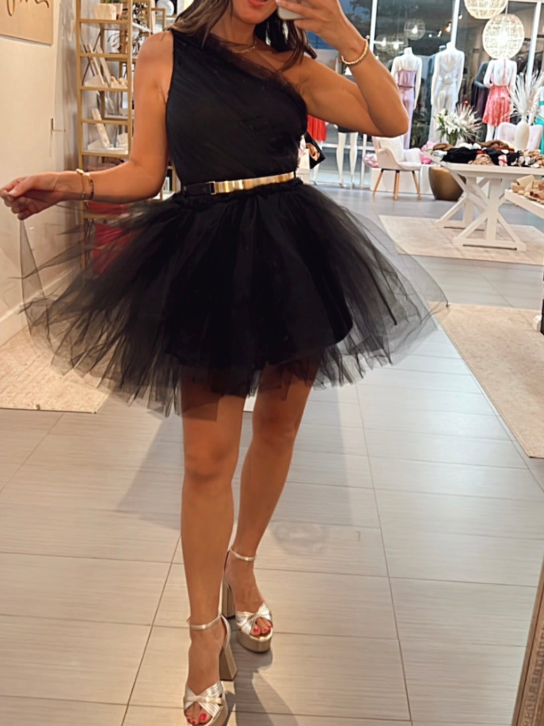 Natalia One shoulder Tulle Dress