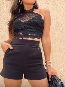 Lucia Lace Halter Neck Crop Top