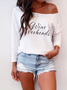 Wine Weekend Off The Shoulder Pullover