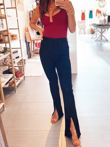 Stevie Highrise Front Slit Jeans