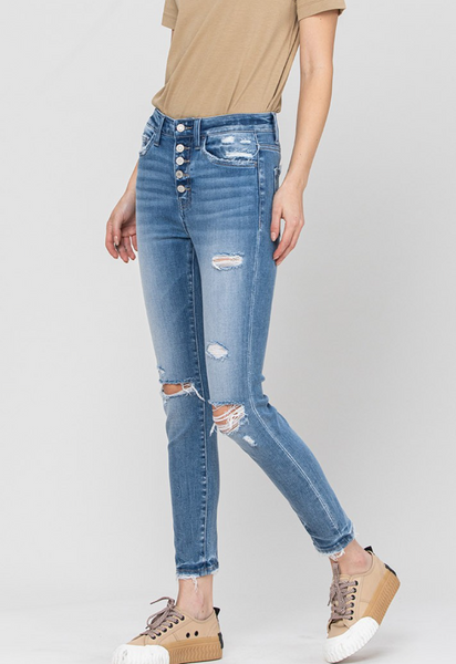 Austen Highrise Button Up Crop Jeans