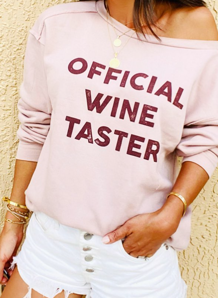 Official Wine Taster Off Shoulder Pullover
