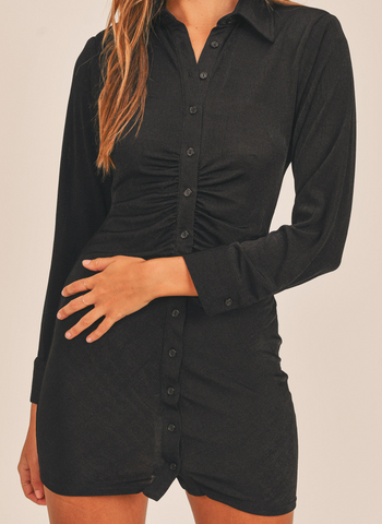 Slinky Buttoned Down Shirt Dress