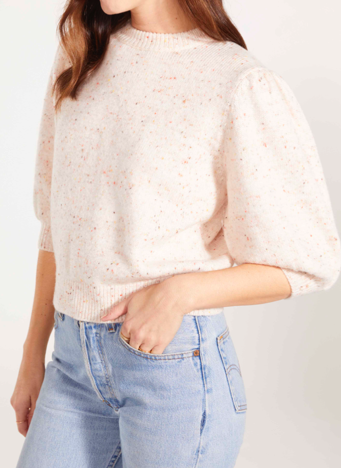 Knit Serious Speckle Bubble Sleeve Sweater