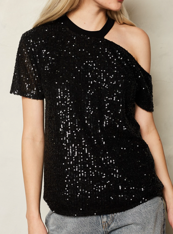 Eb Alexis Cold Shoulder Sequin Top