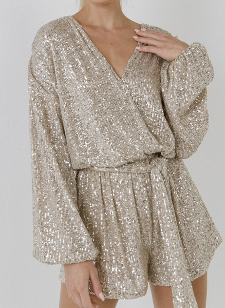 Emery Sequin Surplice Romper