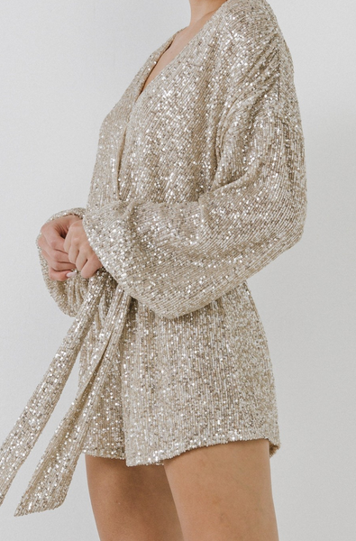 Emery Sequin Surplice Romper