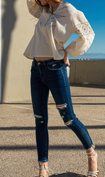 Mandy Midrise Skinny Distressed Jeans