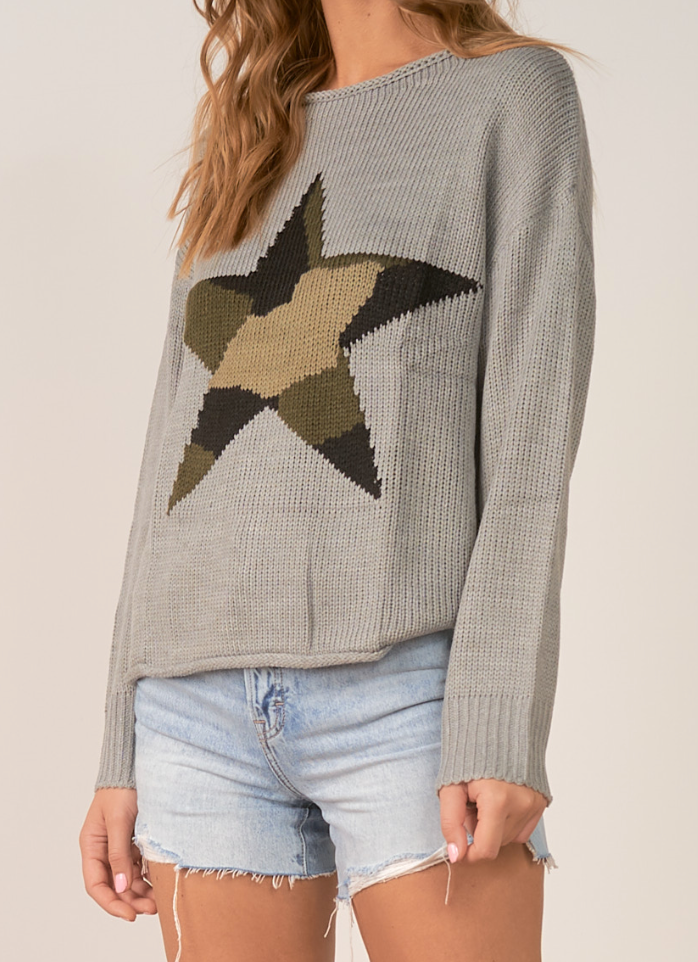 Camo Star Knit Sweater